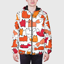 Куртка с капюшоном мужская Милые лисы, цвет: 3D-черный — фото 2