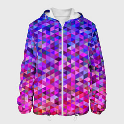 Куртка с капюшоном мужская Треугольники мозаика пиксели, цвет: 3D-белый