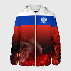 Куртка с капюшоном мужская Россия огонь, цвет: 3D-белый