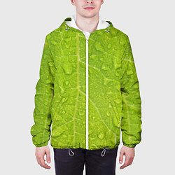 Куртка с капюшоном мужская Листок с росой, цвет: 3D-белый — фото 2