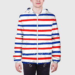 Куртка с капюшоном мужская Морская полоска, цвет: 3D-белый — фото 2