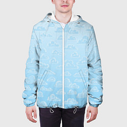 Куртка с капюшоном мужская Очень светлые голубые облака, цвет: 3D-белый — фото 2