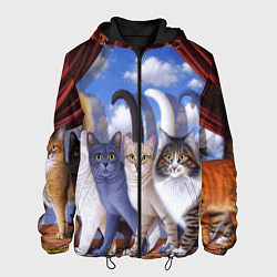 Куртка с капюшоном мужская Коты, цвет: 3D-черный