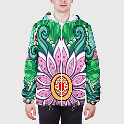Куртка с капюшоном мужская Цветок дудлинг линии лето, цвет: 3D-белый — фото 2