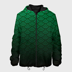 Куртка с капюшоном мужская Узор зеленая чешуя дракон, цвет: 3D-черный