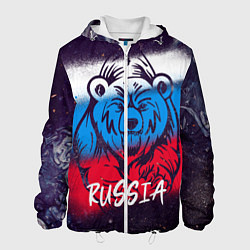 Куртка с капюшоном мужская Russia Bear, цвет: 3D-белый
