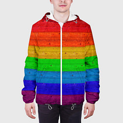 Куртка с капюшоном мужская Разноцветные доски радужный, цвет: 3D-белый — фото 2