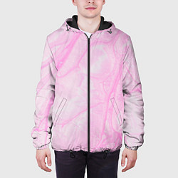 Куртка с капюшоном мужская Розовые разводы краска зефир, цвет: 3D-черный — фото 2