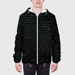 Куртка с капюшоном мужская Текстура геометрия ромбы черны, цвет: 3D-белый — фото 2