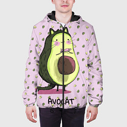 Куртка с капюшоном мужская Авокадо Кот, цвет: 3D-черный — фото 2