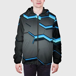 Куртка с капюшоном мужская 3D Плиты, цвет: 3D-черный — фото 2