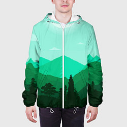 Куртка с капюшоном мужская Горы пейзаж дикая природа, цвет: 3D-белый — фото 2