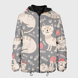 Куртка с капюшоном мужская Милые кошечки, цвет: 3D-черный