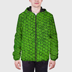 Куртка с капюшоном мужская Зелёная чешуя, цвет: 3D-черный — фото 2