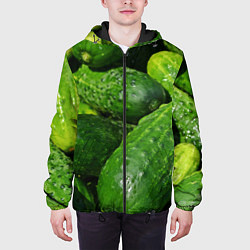 Куртка с капюшоном мужская Огурцы, цвет: 3D-черный — фото 2