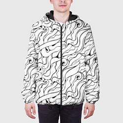 Куртка с капюшоном мужская Черно-белые узоры, цвет: 3D-черный — фото 2