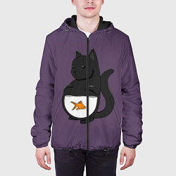 Куртка с капюшоном мужская Довольный кот, цвет: 3D-черный — фото 2