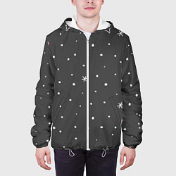 Куртка с капюшоном мужская Снежинки и звёзды, цвет: 3D-белый — фото 2