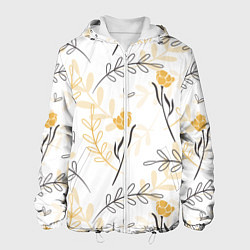 Куртка с капюшоном мужская Рисованные Цветы, цвет: 3D-белый