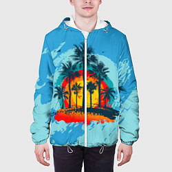 Куртка с капюшоном мужская Море Пальмы Песок, цвет: 3D-белый — фото 2