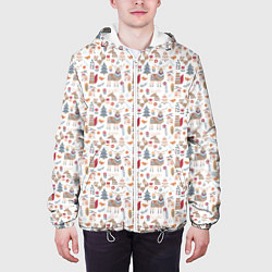 Куртка с капюшоном мужская Новогодний лес, цвет: 3D-белый — фото 2