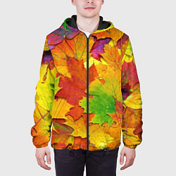 Куртка с капюшоном мужская Осенние листья, цвет: 3D-черный — фото 2