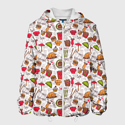 Куртка с капюшоном мужская I love to eat!, цвет: 3D-белый