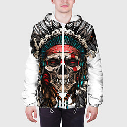 Куртка с капюшоном мужская Череп индейца, цвет: 3D-белый — фото 2