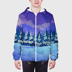 Куртка с капюшоном мужская Зимний лес, цвет: 3D-белый — фото 2
