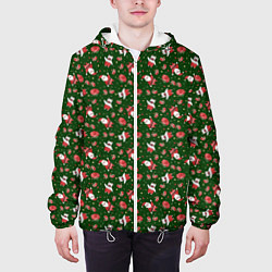 Куртка с капюшоном мужская Рождественский фон, цвет: 3D-белый — фото 2