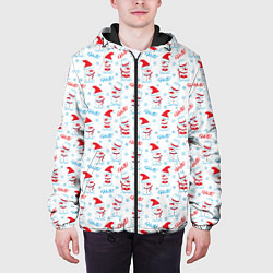 Куртка с капюшоном мужская Снеговики, цвет: 3D-черный — фото 2