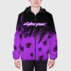 Куртка с капюшоном мужская Cyberpunk neon, цвет: 3D-черный — фото 2