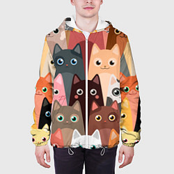 Куртка с капюшоном мужская Котики мультяшные, цвет: 3D-белый — фото 2