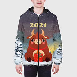 Куртка с капюшоном мужская Бык с подарками 2021, цвет: 3D-черный — фото 2