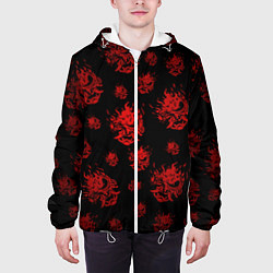 Куртка с капюшоном мужская Samurai pattern - красный, цвет: 3D-белый — фото 2