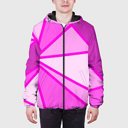 Куртка с капюшоном мужская Осколки розового стекла, цвет: 3D-черный — фото 2