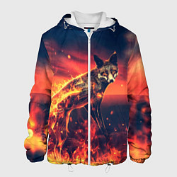 Куртка с капюшоном мужская Огненная лиса, цвет: 3D-белый