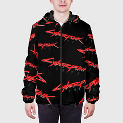 Куртка с капюшоном мужская Cyberpunk 2077 red, цвет: 3D-черный — фото 2