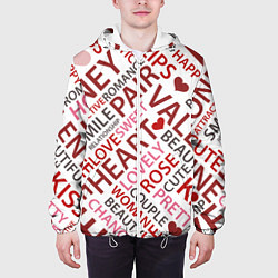 Куртка с капюшоном мужская Любовь и буквы, цвет: 3D-белый — фото 2