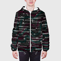 Куртка с капюшоном мужская Cyberpunk Waves, цвет: 3D-белый — фото 2