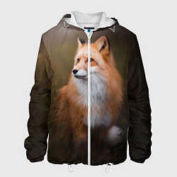 Куртка с капюшоном мужская Лиса-охотница, цвет: 3D-белый