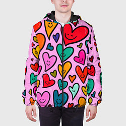 Куртка с капюшоном мужская Сердечко Смайл, цвет: 3D-черный — фото 2