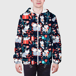 Куртка с капюшоном мужская Котики Подарки, цвет: 3D-белый — фото 2