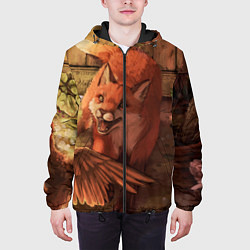 Куртка с капюшоном мужская Хищная лисица, цвет: 3D-черный — фото 2