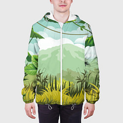 Куртка с капюшоном мужская Тропики, цвет: 3D-белый — фото 2