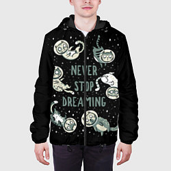 Куртка с капюшоном мужская Коты в Космосе Мечтай, цвет: 3D-черный — фото 2