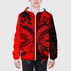 Куртка с капюшоном мужская BLACK RED DRAGONS TATOO, цвет: 3D-белый — фото 2