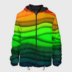 Куртка с капюшоном мужская Цветные волны, цвет: 3D-черный