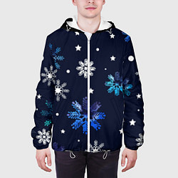 Куртка с капюшоном мужская Падающие снежинки уходящей зимы, цвет: 3D-белый — фото 2