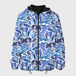 Куртка с капюшоном мужская Рыбы-птицы Узоры, цвет: 3D-черный
